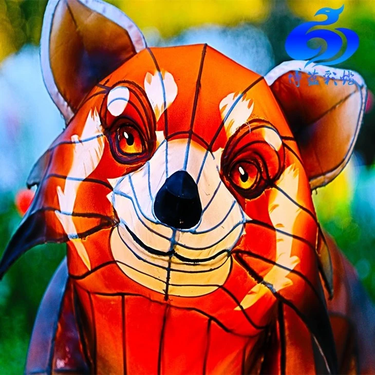 Outdoor Colorful Waterproof Silk Fox Animals Lantern
